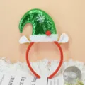Cerchietto cappello da elfo di Natale con paillettes e orecchie di renna per accessori festa. - Cappello verde con orecchie marroni