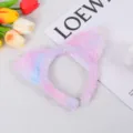 Serre-tete oreilles de chat en peluche coloree, bandeau d'hiver doux pour fetes mignonnes. - Coloré