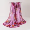 Femme long foulard mousseline imprime floral elegant pareo plage pour printemps - Écharpes en mousseline 27