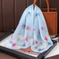 Floral Print Chiffon Square Scarf 60cm Lightweight Elegant Women Neck Scarf Hair Band - Chiffon Silk Scarves 9
