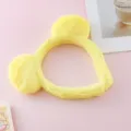 Yellow plush bear ear headband detail, soft fuzzy fabric cute animal hair accessory for daily wear. - Bear Headband / Bright yellow