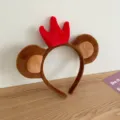 Cute plush monkey ear headband with red crown detail, perfect detail shot for everyday wear. - Style 5