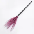 Balai de sorcière d'Halloween enfants cosplay balai magique maille rose fête déco - Balai en maille rigide rose rouge et noir