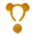 Yellow plush bear ear headband and fluffy round tail set for cute party costume dress up - Bear 2-Piece Set / Turmeric
