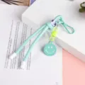 Mint green braided lanyard keychain with cute smiley face charm for phone cases and keys. - Teal Smiley Face Lanyard