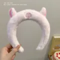 Cute plush capybara headband for women, soft fuzzy winter face washing hair hoop accessory. - Pink Capybara