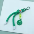 Green braided phone lanyard keychain wrist strap with smiley face charm cute accessory - Grass Green Smiley Face Lanyard
