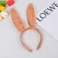 Serre-tete oreilles de lapin en peluche marron pour cosplay et fete, grand accessoire. - Marron