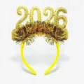 Serre-tête Nouvel An 2026 Paillettes Or Numéro Cheveux Fête Costume Accessoire Photo - Jaune