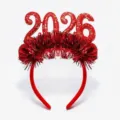 Serre-tête numérique Nouvel An 2026 rouge pailleté fête accessoire photo décoration chic - Rouge