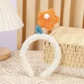 Fluffy plush flower headband cute lamb wool hair hoop accessory daily hair styling detail - Orange Flower