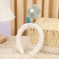 Joli serre-tête en laine d'agneau fleur en peluche accessoire de cheveux mignon et doux. - Floral Vert