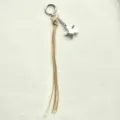 Minimalist braided leather rope star pendant car keychain bag accessory phone strap - Khaki