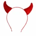 Diadema de cuernos de diablo con pedrería roja para fiesta de Halloween accesorio lindo - Diadema de Cuernos de Buey Rojo / Rojo