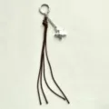 Minimalist woven leather cord star keychain bag charm diy accessories phone lanyard - Dark Coffee
