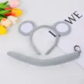 Ensemble serre-tete et queue d'animaux en peluche grise pour cosplay de fete et deguisement. - Ensemble oreilles de souris et queue