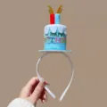 Serre-tête gâteau LED anniversaire avec joli design de bougie, matériau peluche doux fête. - Cupcake Bleu