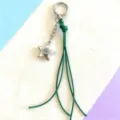 Porte-clés minimaliste en cuir tressé avec pendentif étoile pour sac et téléphone - Vert