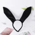 Serre-tête oreilles de lapin en velours noir avec strass pour femmes, idéal pour les fêtes. - Avec Zircone / Noir