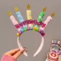 Serre-tête bougie d'anniversaire fait main en cure-pipe, accessoire de fête mignon. - Bougie d'anniversaire