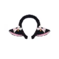 Serre-tête oreilles d'animal en peluche noire avec nœud rose et clochette accessoire doux - Oreilles d'agneau noires avec clochette / Noir