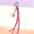 Pink star pendant braided rope keychain cute bag charm stylish car key ring accessory. - Red