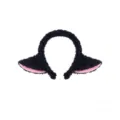 Serre-tête oreilles d'animal en peluche noire cerceau de cheveux mignon mignon femme - Oreilles d'agneau noires (sans clochettes) / Noir