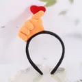 Gros plan détaillé du joli serre-tête en peluche cœur de doigt noir et orange pour le style. - Cœur avec les doigts / Cœur avec les doigts orange
