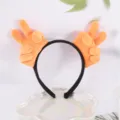 Cute plush scissor hand gesture headband detail, funny cartoon hair hoop accessory for women. - Orange Peace Sign