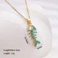 Collier pendentif arête de poisson turquoise plaqué or élégante chaîne clavicule bijou - Arête de poisson (1822) / Or