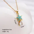 Collier pendentif étoile de mer en turquoise plaqué or avec zircone chaîne clavicule. - Étoile de mer pavée (1821) / Or