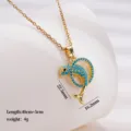 Collier pendentif dauphin doré avec strass turquoise chaîne clavicule élégante bijoux - Baleine/Dauphin (1815) / Or