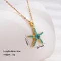 Collier Pendentif Étoile de Mer Turquoise Doré Variante, Bijou Chaîne de Clavicule Chic - Étoile de mer (1817) / Or