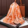 Chiffon printed square scarf for women, elegant floral neck scarf and stylish hair wrap. - Chiffon Silk Scarves 5