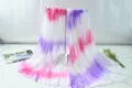Gradient chiffon scarf for women, summer beach shawl, long sun protection wrap. - Purple, Rose Red & White