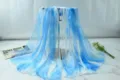 Gradient blue white chiffon scarf women summer long beach shawl fashion sun protection wrap - Blue & White