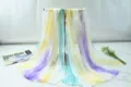 Gradient chiffon scarf detail shot, elegant tie-dye colors of yellow, blue and purple. - Green Purple Yellow White