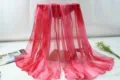 Gradient sheer scarf detail, lightweight long shawl and summer sun protection wrap. - Red Pink