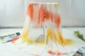 Elegant gradient chiffon scarf women summer beach shawl lightweight sun protection wrap top - Orange Yellow White Plaid