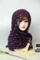 Purple chiffon metallic sequin pleated headscarf summer sun protection beach shawl - Deep purple