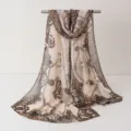 Femme élégant écharpe mousseline imprimé léopard chaîne léger châle protection soleil - Foulard en mousseline 5