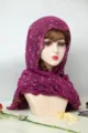 Purple chiffon sequin hijab shawl, elegant summer beach headscarf and sun protection wrap. - Dark Rose Red