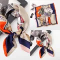 70cm vintage horse print square silk scarf elegant office neckerchief fashion women - Versatile Silk Scarves 14