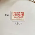 Cotton cloth label with cute fruit bear design, perfect for sewing clothes and bags decoration. - Three Bears