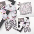Stylish floral printed satin square silk scarf for women chic neckerchief 70cm - Versatile Silk Scarf 2