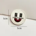 Round leather embroidery patch DIY clothing badge decorative cute smiley face badge 5cm - Smiley Face Leather Patch / Burgundy
