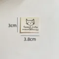 Étiquette en tissu de coton fait main avec design de chat mignon pour vêtements DIY et sacs - Lettres chaton