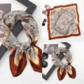 Women silk satin square scarf with vintage paisley print, elegant neckerchief for daily wear. - 70x70 / Square Silk Scarves 9