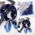 Blue satin silk scarf 70cm square fashion floral neckerchief professional women accessory - Versatile Silk Scarf 8
