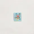 Cute blue woven label patch with cartoon house design, ideal for DIY clothing decoration. - House